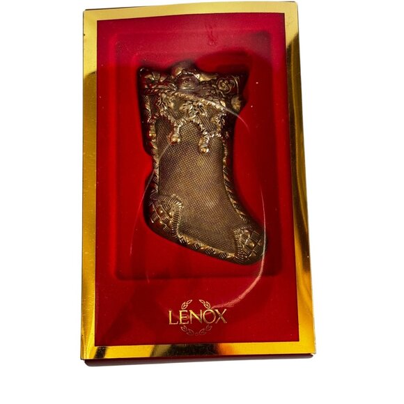 Lenox Holiday Stocking Silverplated Ornament 4 Inch With Box - Picture 4 of 7